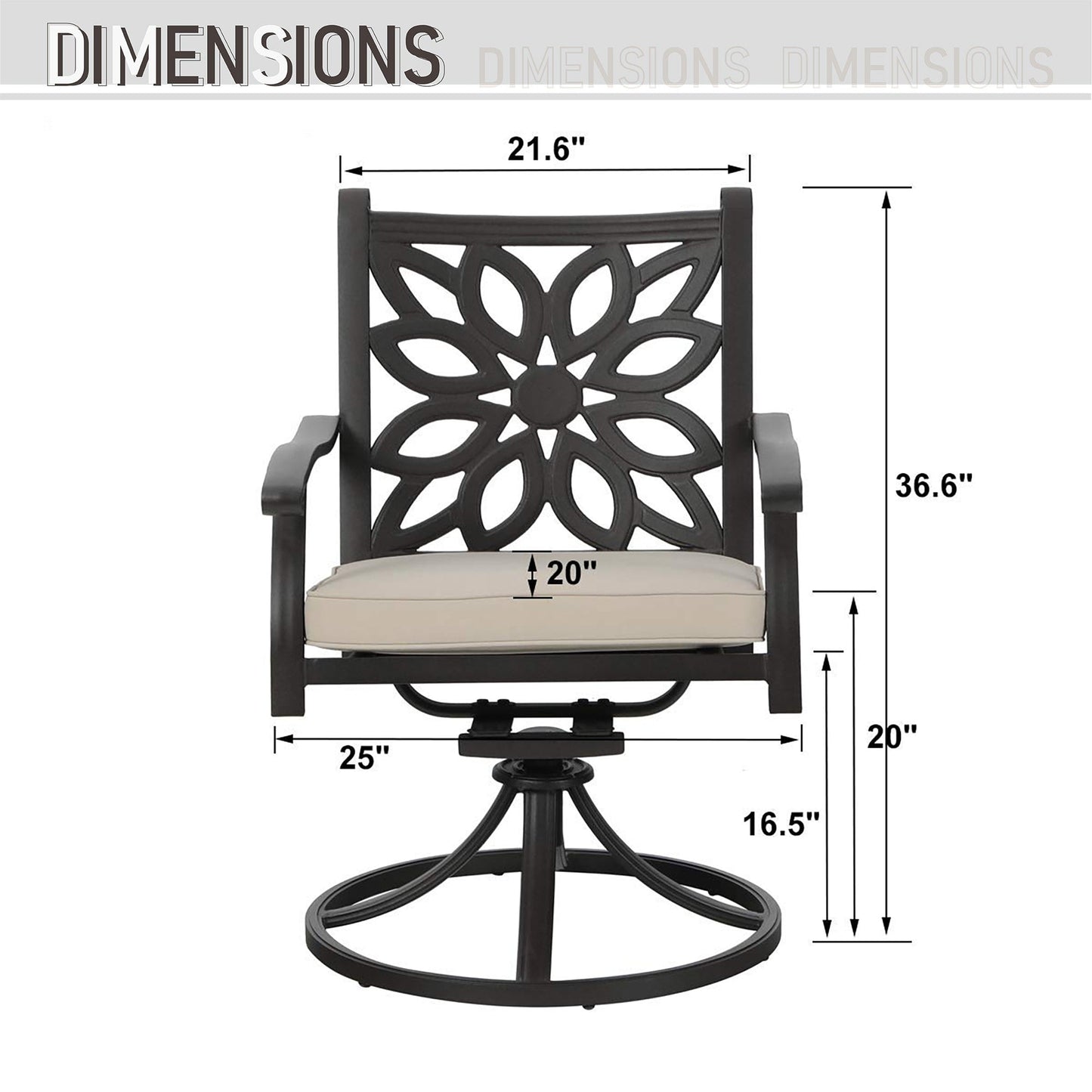 Ensemble de salle à manger/terrasse MAISON ARTS en aluminium moulé avec table ronde et 6 chaises de terrasse en aluminium moulé