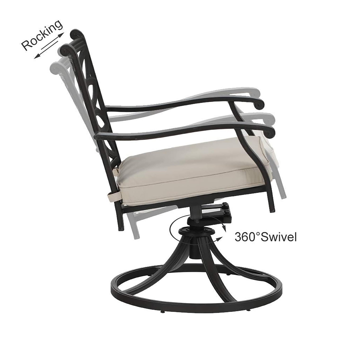 Ensemble de salle à manger/terrasse MAISON ARTS en aluminium moulé avec table ronde et 6 chaises de terrasse en aluminium moulé