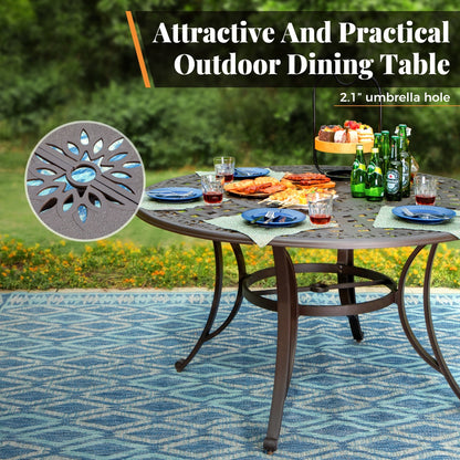 Ensemble de salle à manger/terrasse MAISON ARTS en aluminium moulé avec table ronde et 6 chaises de terrasse en aluminium moulé