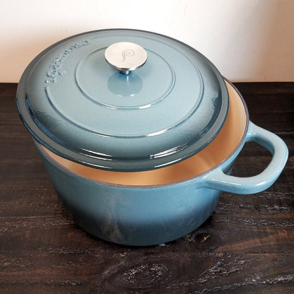 Cocotte ronde en fonte de 7 litres, couleur frêne