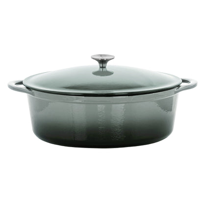 Cocotte ovale en fonte émaillée de 7 litres, couleur Nuage d'orage