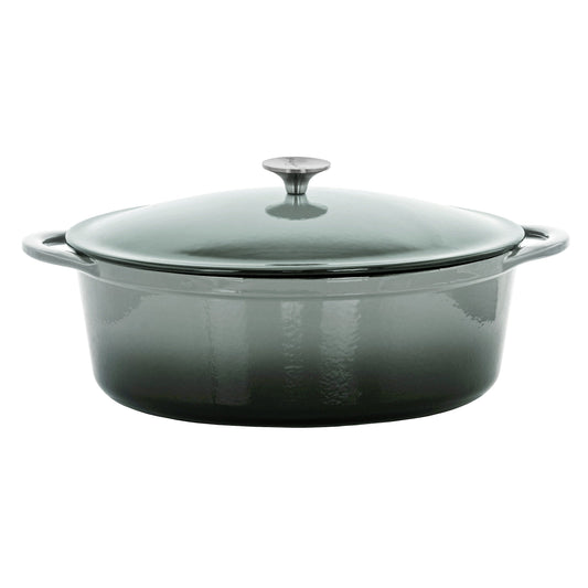 Cocotte ovale en fonte émaillée de 7 litres, couleur Nuage d'orage