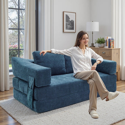 Canapé-lit convertible rembourré 70,87, fauteuil convertible, canapé de sol confortable pour salon, chambre, tissu chenille