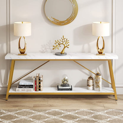 Table console extra longue de 70,9 pouces, style industriel.