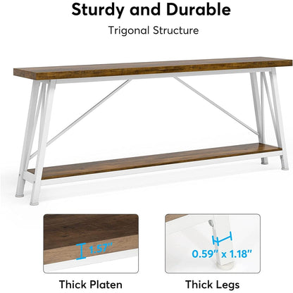 Table console extra longue de 70,9 pouces, style industriel.