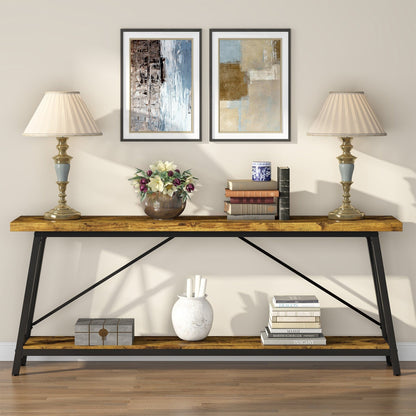 Table console extra longue de 70,9 pouces, style industriel.