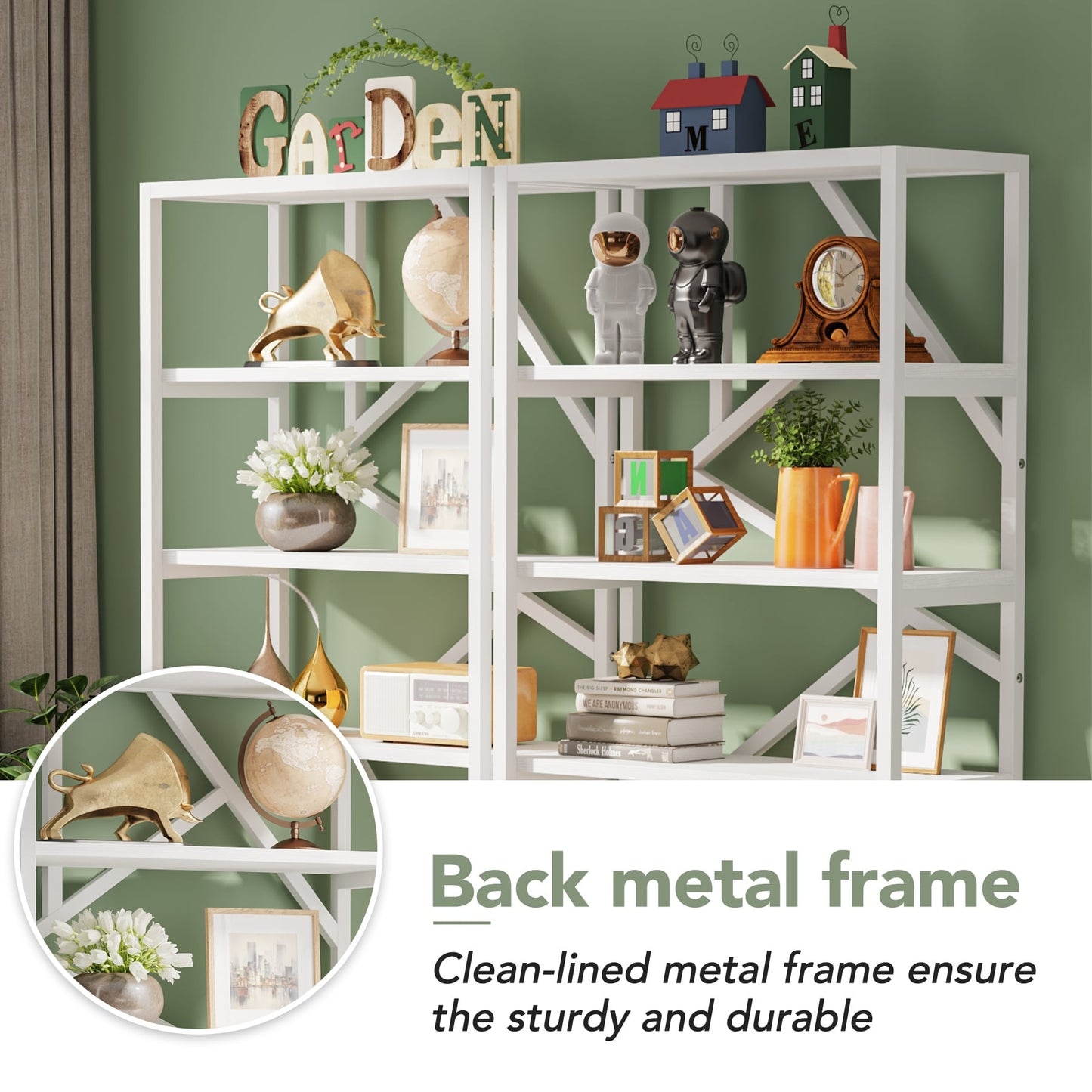 Bibliothèque industrielle 71, étagère à 6 niveaux en bois brun rustique, étagères ouvertes