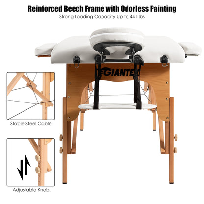 Table de massage portable de 213 cm (84 po) de long, réglable, pour le visage, les soins spa et les tatouages, avec sac de transport.