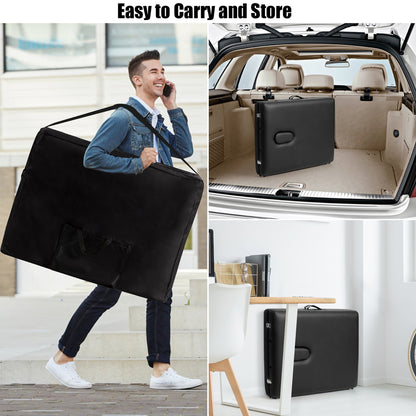 Table de massage portable de 213 cm (84 po) de long, réglable, pour le visage, les soins spa et les tatouages, avec sac de transport.