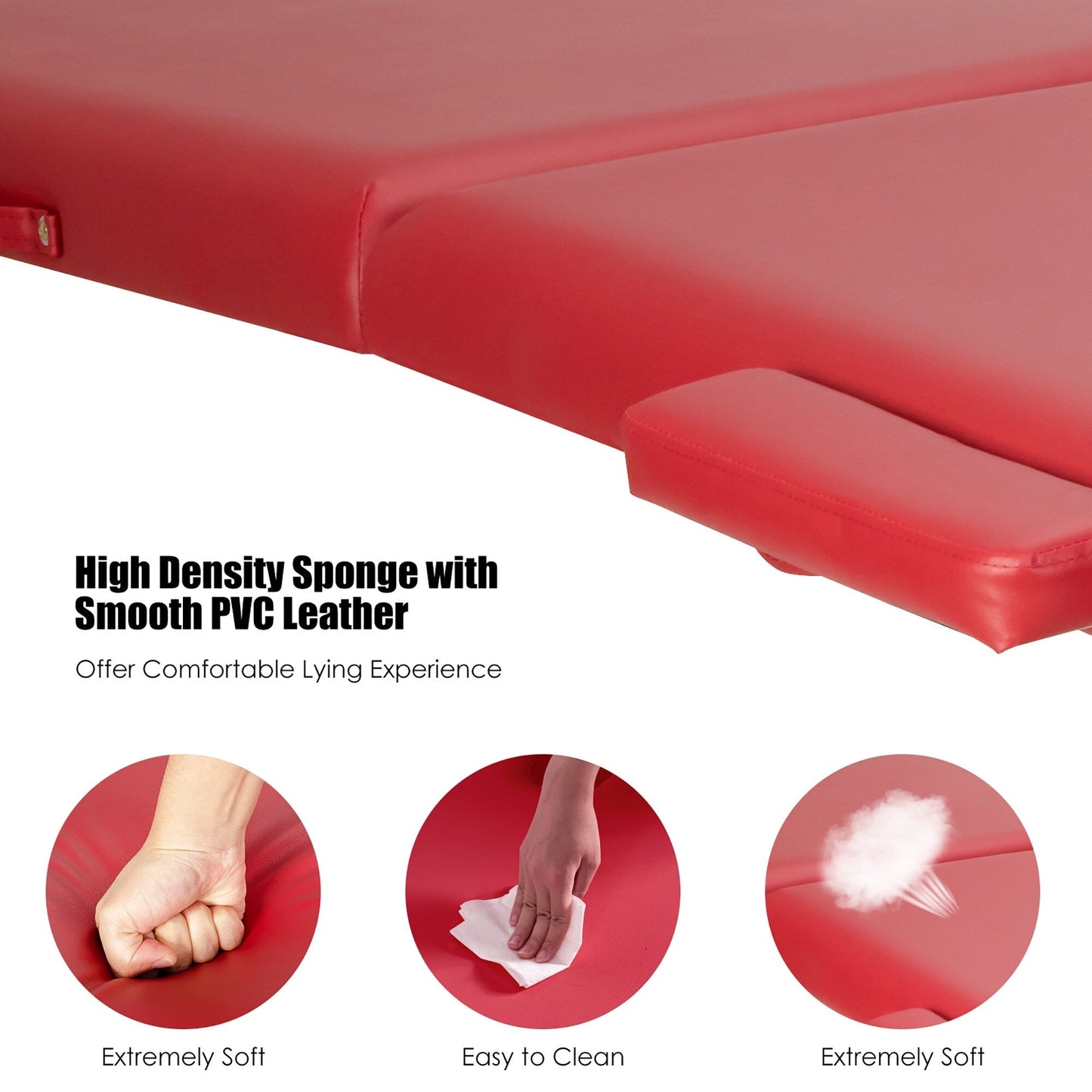 Table de massage portable de 213 cm (84 po) de long, réglable, pour le visage, les soins spa et les tatouages, avec sac de transport.