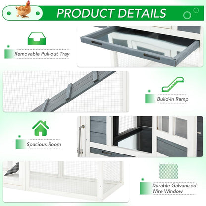 Poulailler AECOJOY 144'' Grand enclos, cage à volailles en bois