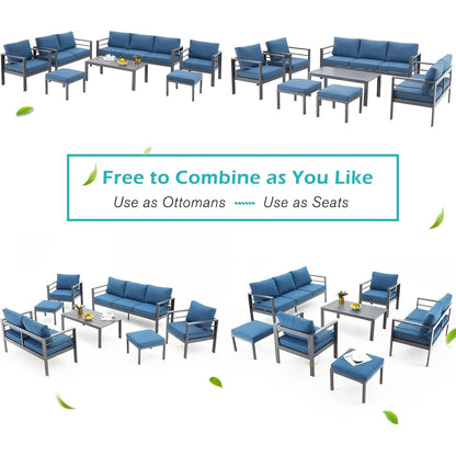 Ensemble de mobilier de patio en aluminium AECOJOY 7 pièces, ensemble de conversation d'extérieur