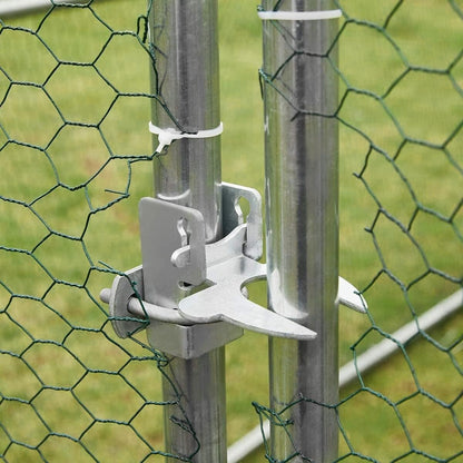 AECOJOY Grand poulailler métallique avec enclos et cage à poules accessibles à pied