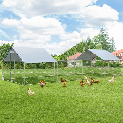 AECOJOY Grand poulailler métallique avec enclos et cage à poules accessibles à pied
