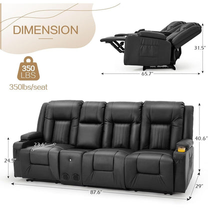Canapé inclinable manuel AECOJOY pour camping-car, canapé inclinable en polyuréthane, sièges de cinéma maison avec console