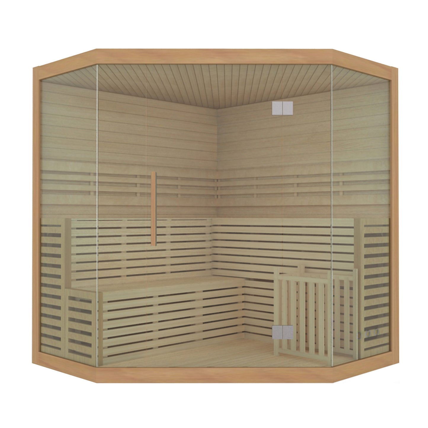Sauna humide/sèche d'intérieur ALEKO en bois pour 5 à 6 personnes avec chauffage électrique - 190 x 190 x 211 cm