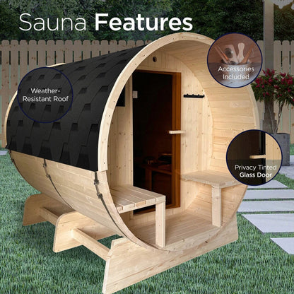 Sauna ALEKO 6-8 personnes en pin blanc de Finlande avec chauffage électrique homologué UL - 224 cm (L) x 185 cm (l) x 201 cm (H)