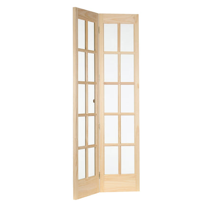 Porte pliante traditionnelle AWC en pin brut à vitrage divisé de 76 cm (30 pouces)