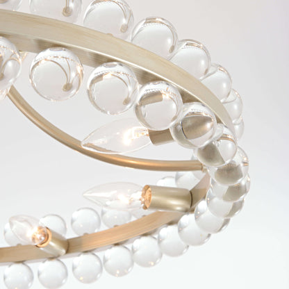 Plafonnier semi-encastré Elvira à 8 lumières en forme de roue de chariot avec cristaux