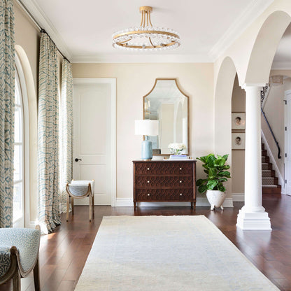 Plafonnier semi-encastré Elvira à 8 lumières en forme de roue de chariot avec cristaux