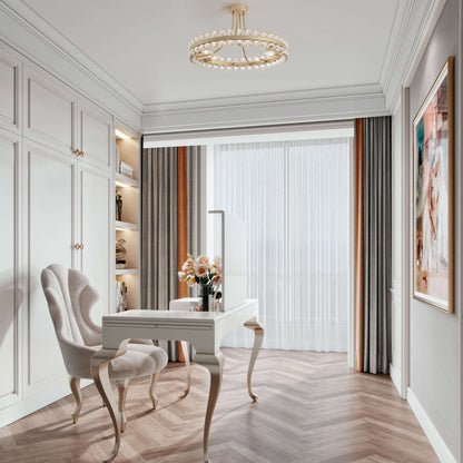 Plafonnier semi-encastré Elvira à 8 lumières en forme de roue de chariot avec cristaux