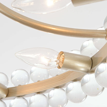 Plafonnier semi-encastré Elvira à 8 lumières en forme de roue de chariot avec cristaux