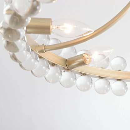 Plafonnier semi-encastré Elvira à 8 lumières en forme de roue de chariot avec cristaux