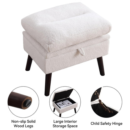 Fauteuil lounge HOMYKA avec dossier réglable et pouf de rangement