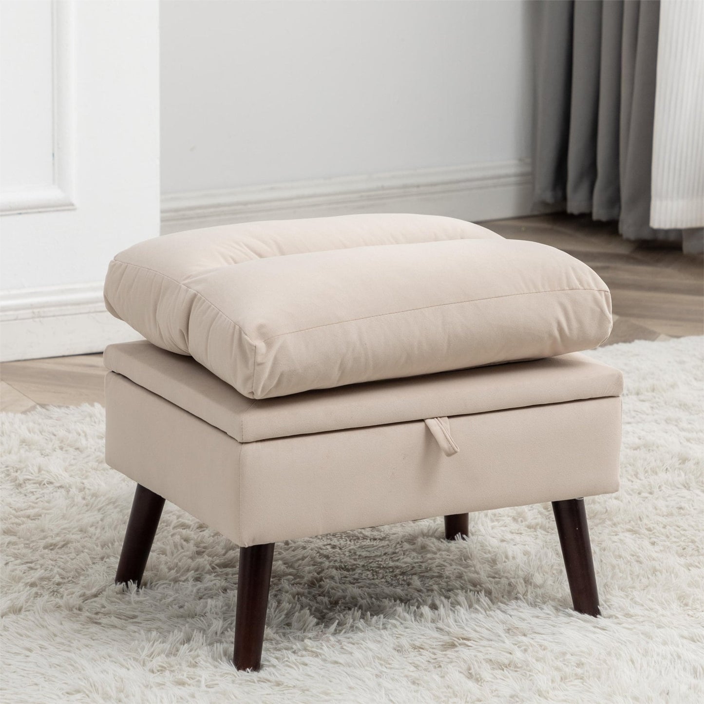 Fauteuil lounge HOMYKA avec dossier réglable et pouf de rangement
