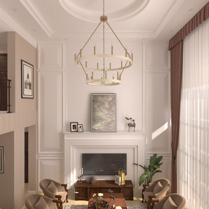 Lustre Acroma moderne à 20 lumières, style ferme, rond, 40 po, en forme de roue de chariot, homologué UL.