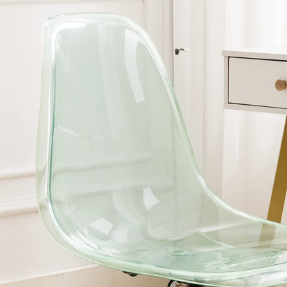 Chaise de bureau à roulettes pivotante en acrylique, sans accoudoirs et réglable en hauteur