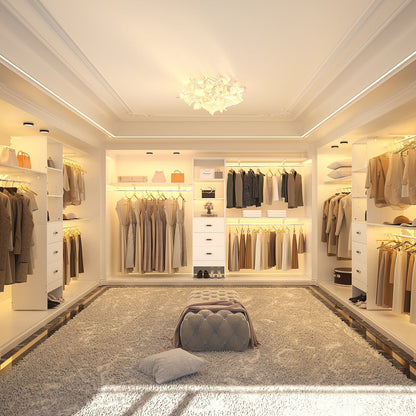 Organisateur de placard ajustable Rackcog 120'' avec tiroirs, système de placard avec étagères à monter soi-même pour placards et dressings