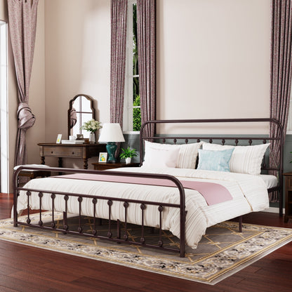 Cadre de lit plateforme en métal style vintage simple Alazyhome, montage facile