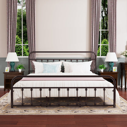 Cadre de lit plateforme en métal style vintage simple Alazyhome, montage facile