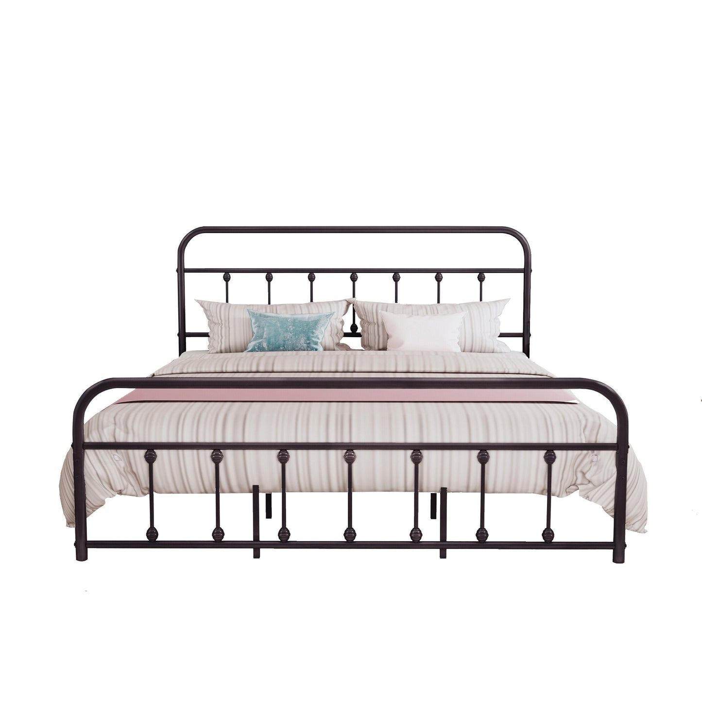 Cadre de lit plateforme en métal style vintage simple Alazyhome, montage facile