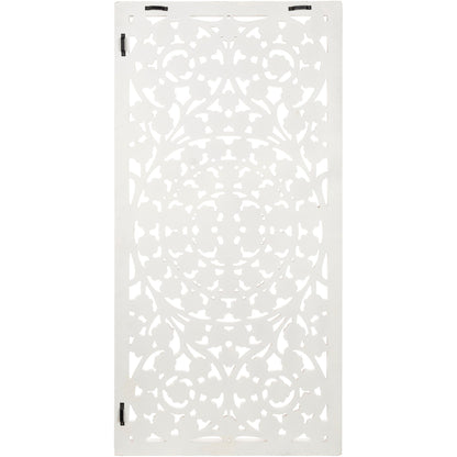 Panneau mural Allen White blanchi, sculpté à la main, 122 x 71 cm, avec incrustation de miroir