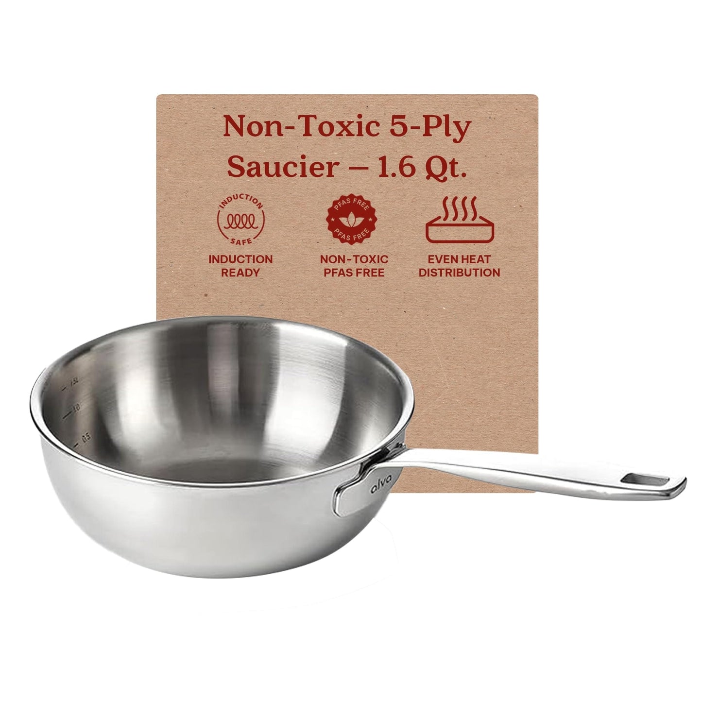 Casserole Alva Maestro en acier inoxydable 5 plis - 1,6 L. Non toxique