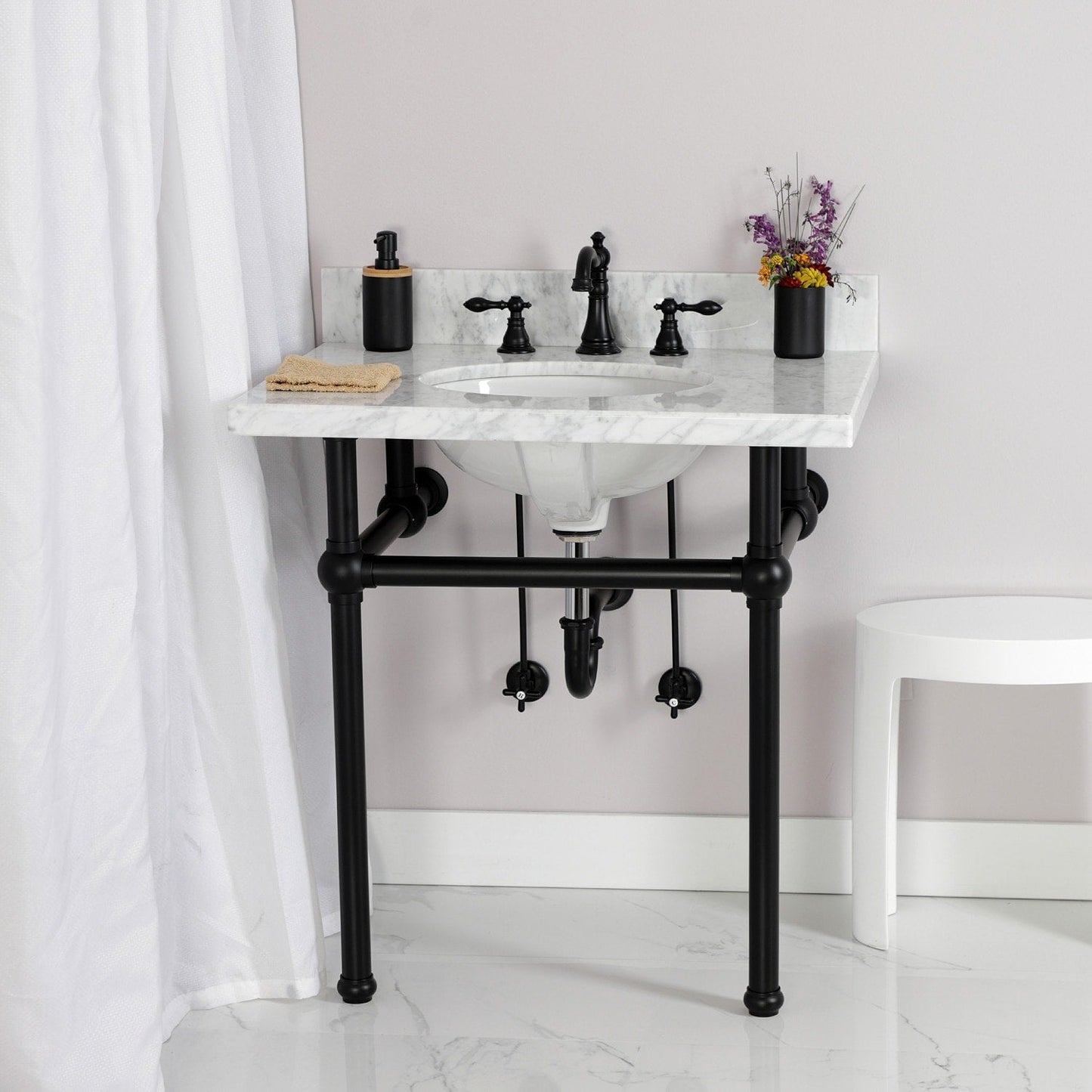 Robinet de salle de bain à entraxe large de style classique américain