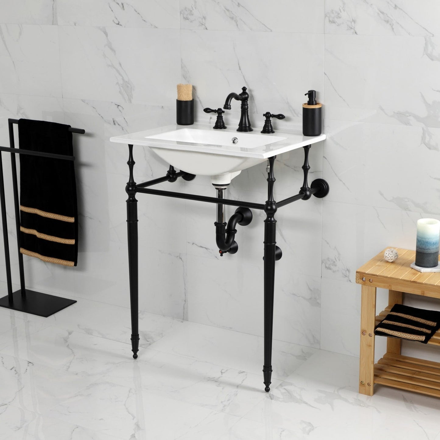 Robinet de salle de bain à entraxe large de style classique américain