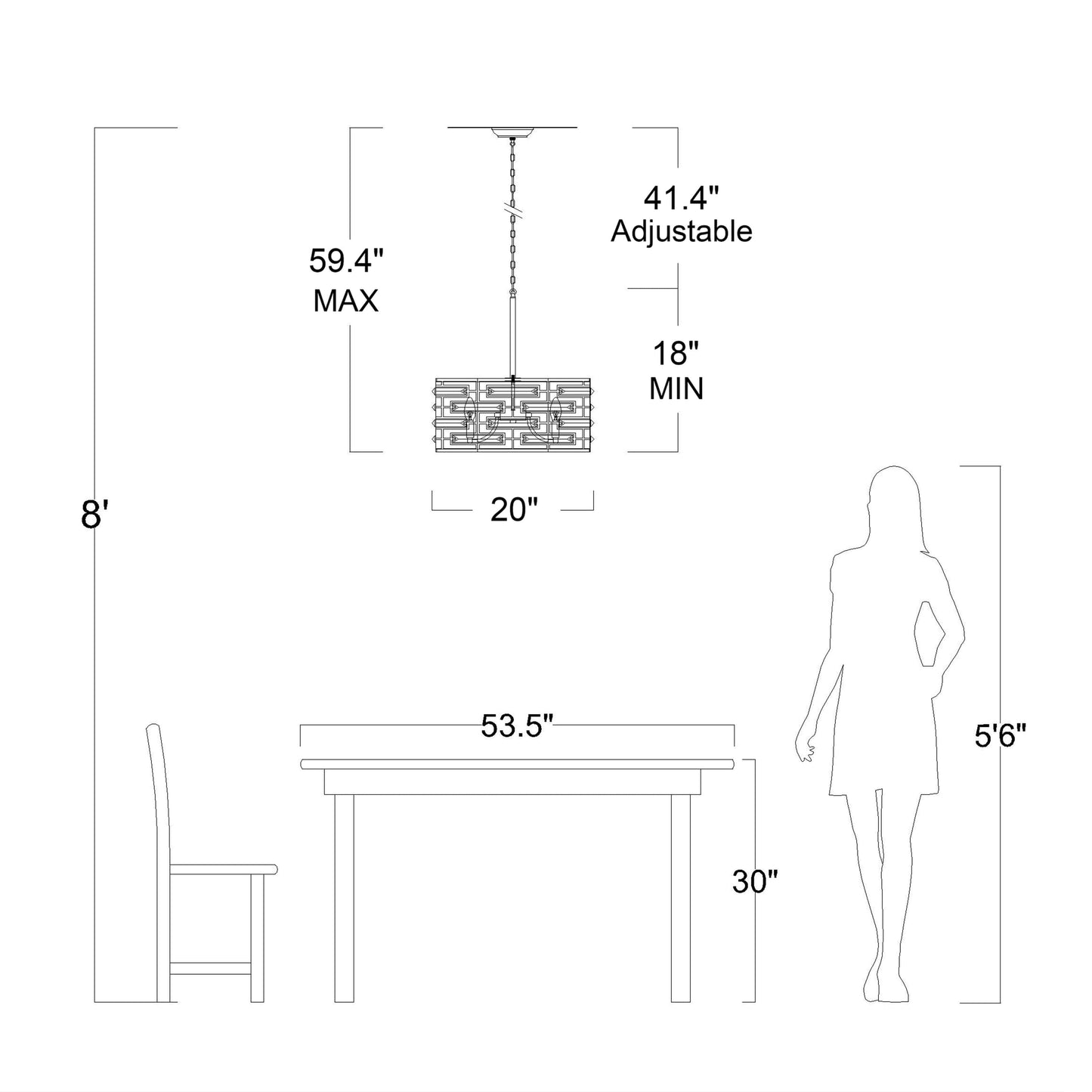 Lustre Anita à abat-jour tambour et prisme en verre transparent