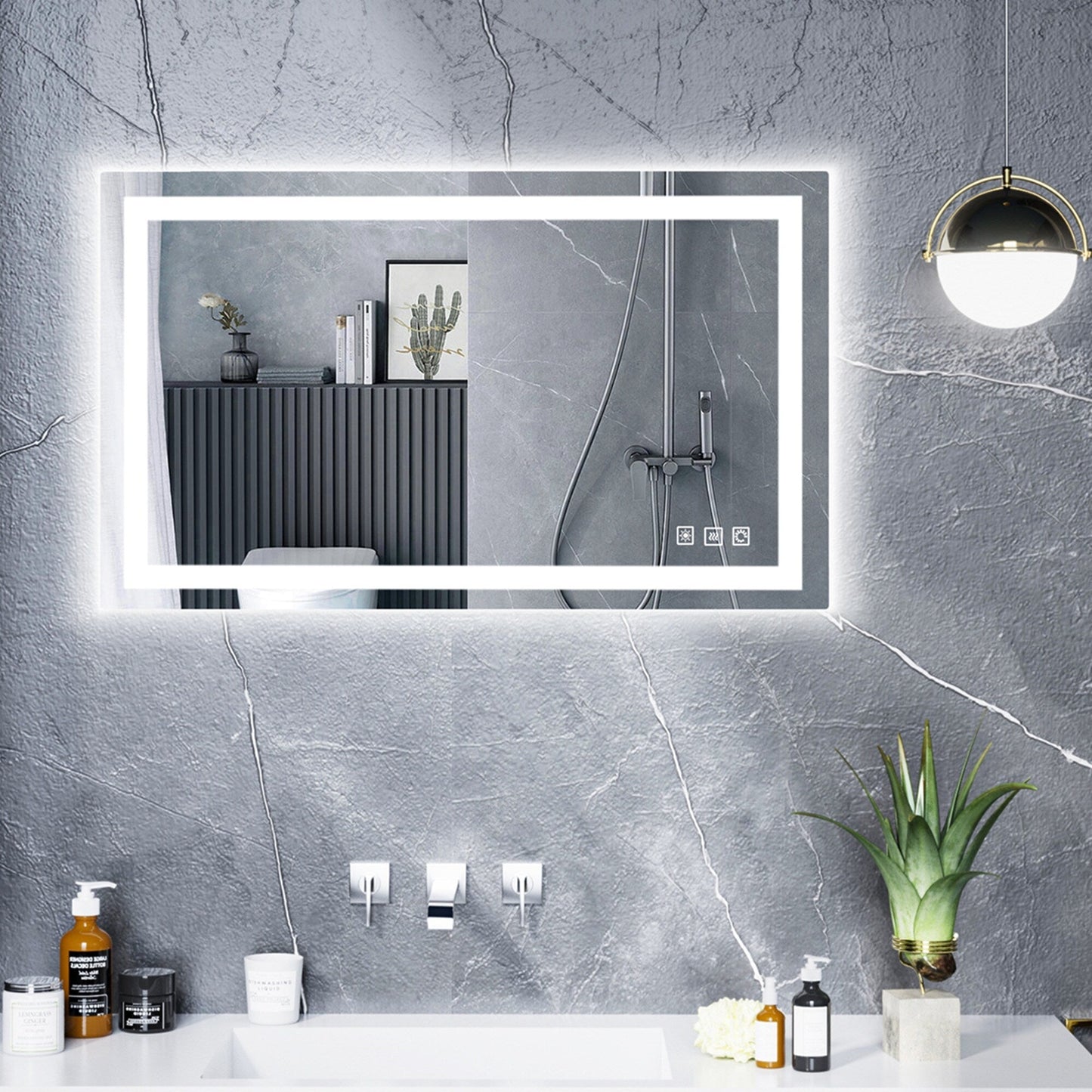 Miroir de salle de bain antibuée rétroéclairé RGB et éclairé par LED