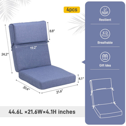 Ensemble de 4 coussins pour chaise de patio à dossier haut Aoodor, 46 x 21 x 4 pouces (coussins seulement)