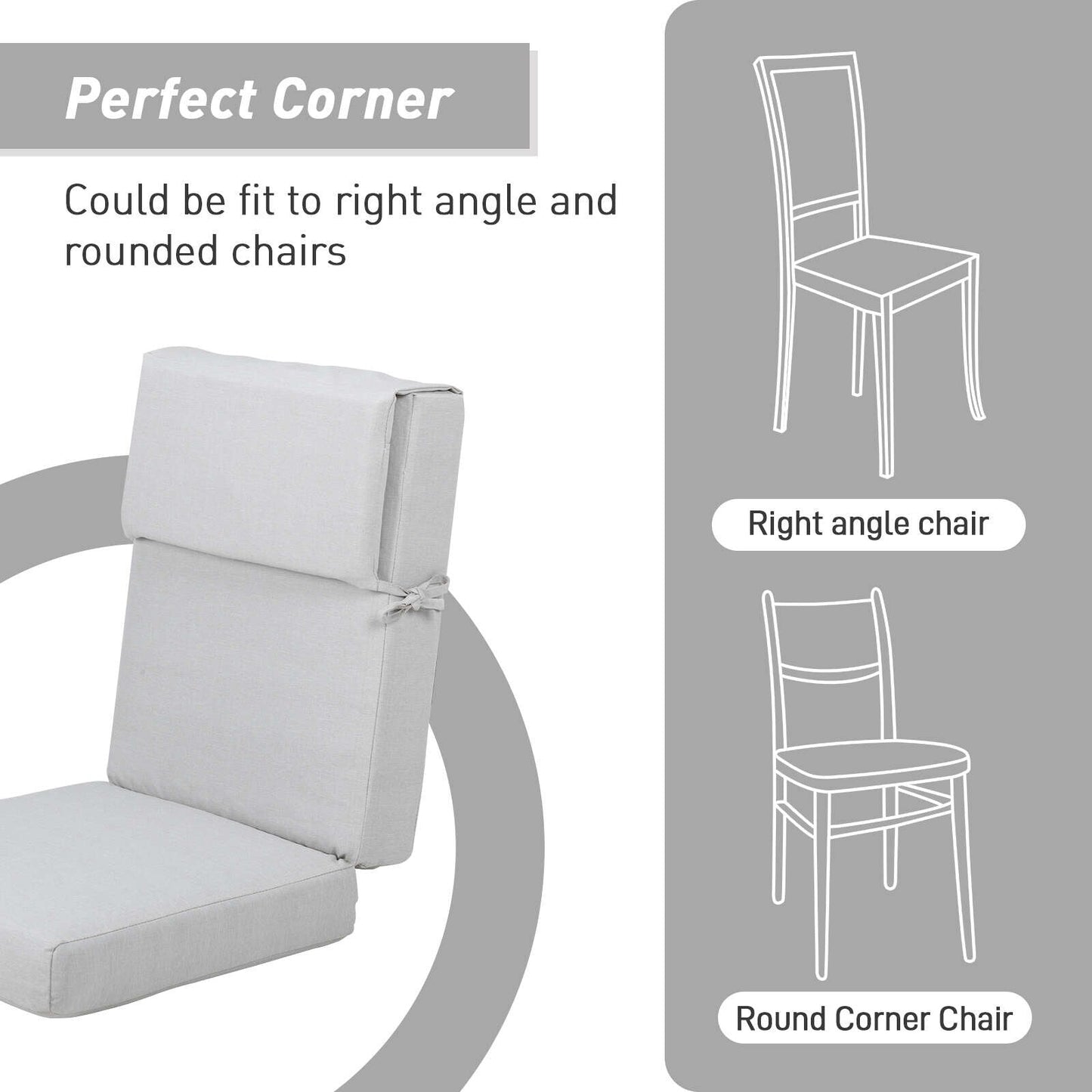 Ensemble de 4 coussins pour chaise de patio à dossier haut Aoodor, 46 x 21 x 4 pouces (coussins seulement)