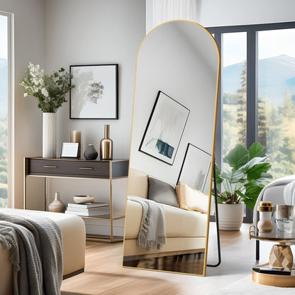 Miroir sur pied Dovelina arqué, pleine longueur