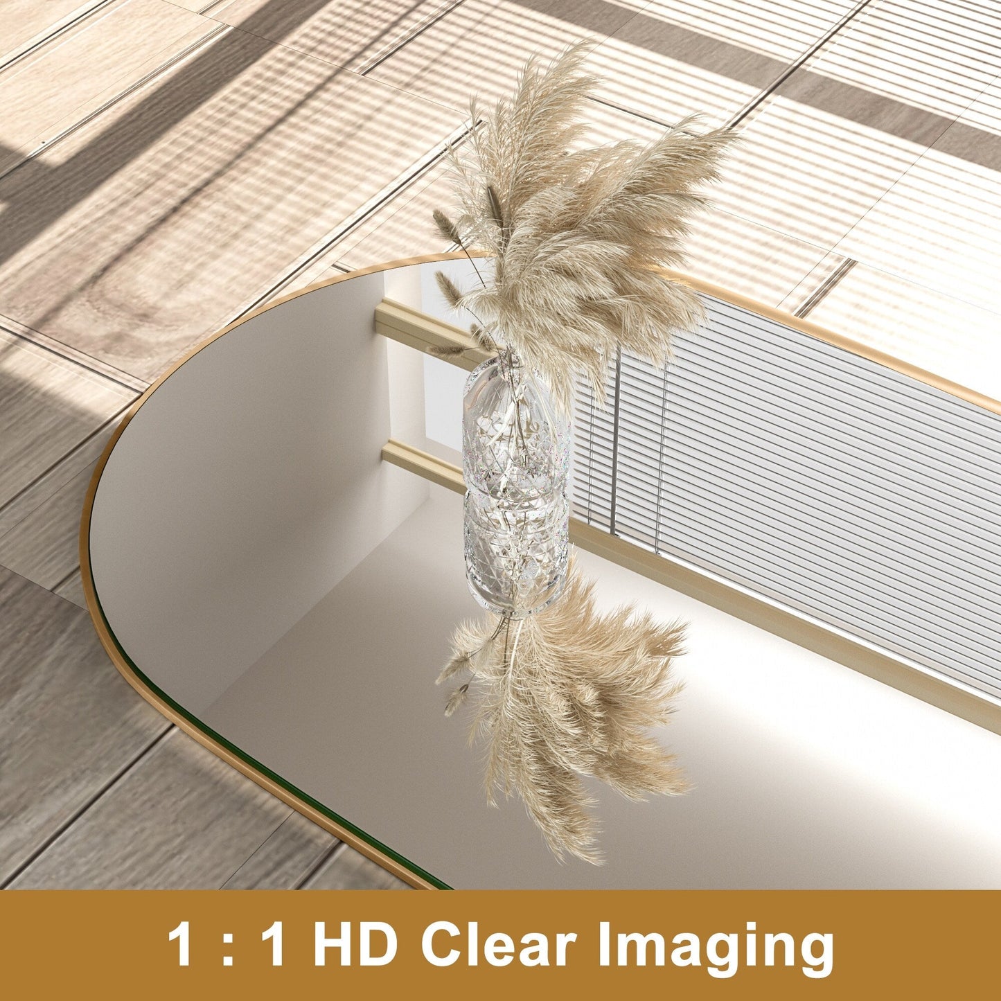 Miroir sur pied en bois arqué, miroir mural