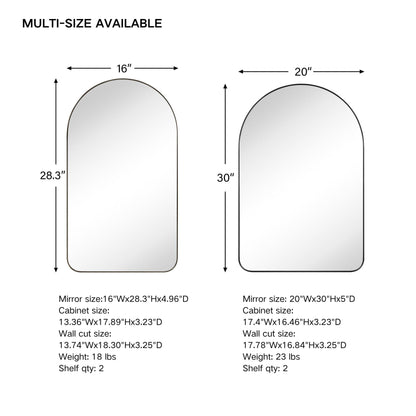 Armoire à pharmacie encastrée TEHOME Aristes avec miroir et étagères réglables