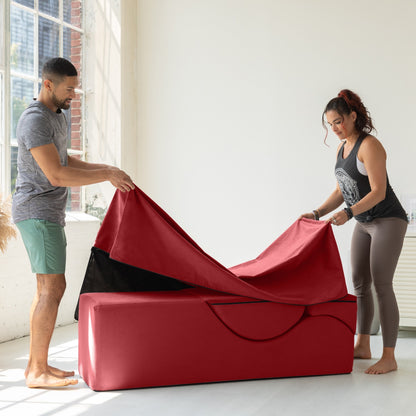 Chaise longue convertible Avana Kami / Yoga et massage - Pouf 2 en 1 avec fauteuil de yoga dépliable dissimulé, Microvelours - Non disponible