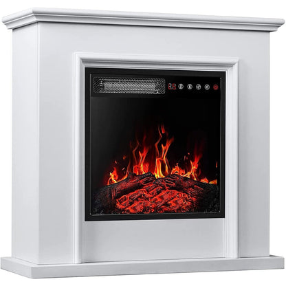 Cheminée électrique BOSSIN 43 avec manteau, insert de cheminée électrique de 58 cm (23 pouces), meuble TV autoportant avec foyer en bois
