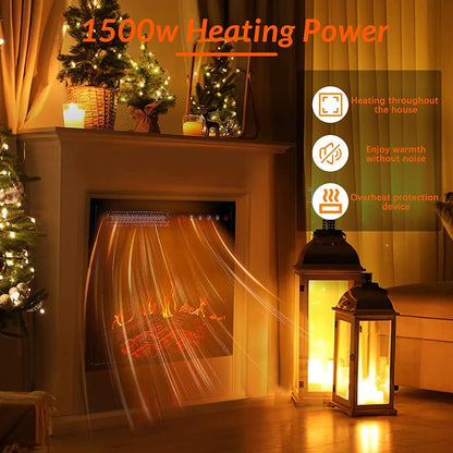 Cheminée électrique BOSSIN 43 avec manteau, insert de cheminée électrique de 58 cm (23 pouces), meuble TV autoportant avec foyer en bois