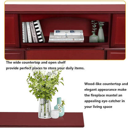 Cheminée électrique BOSSIN 43 avec manteau, insert de cheminée électrique de 58 cm (23 pouces), meuble TV autoportant avec foyer en bois